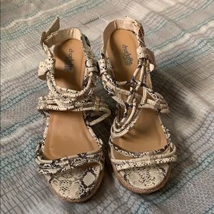 Tall Wedged Heels- snake skin print